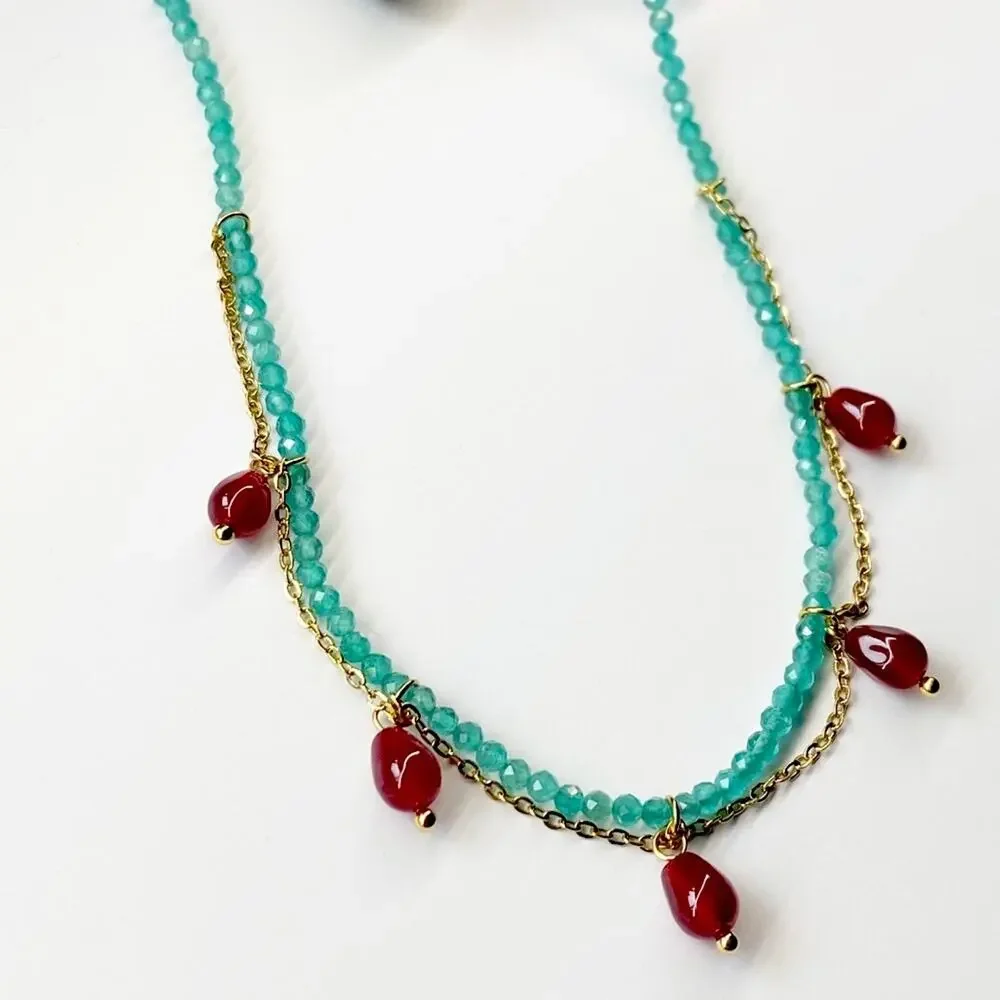 NEW Stone & Crystal Double-Strand Necklace - Picture 1 of 8